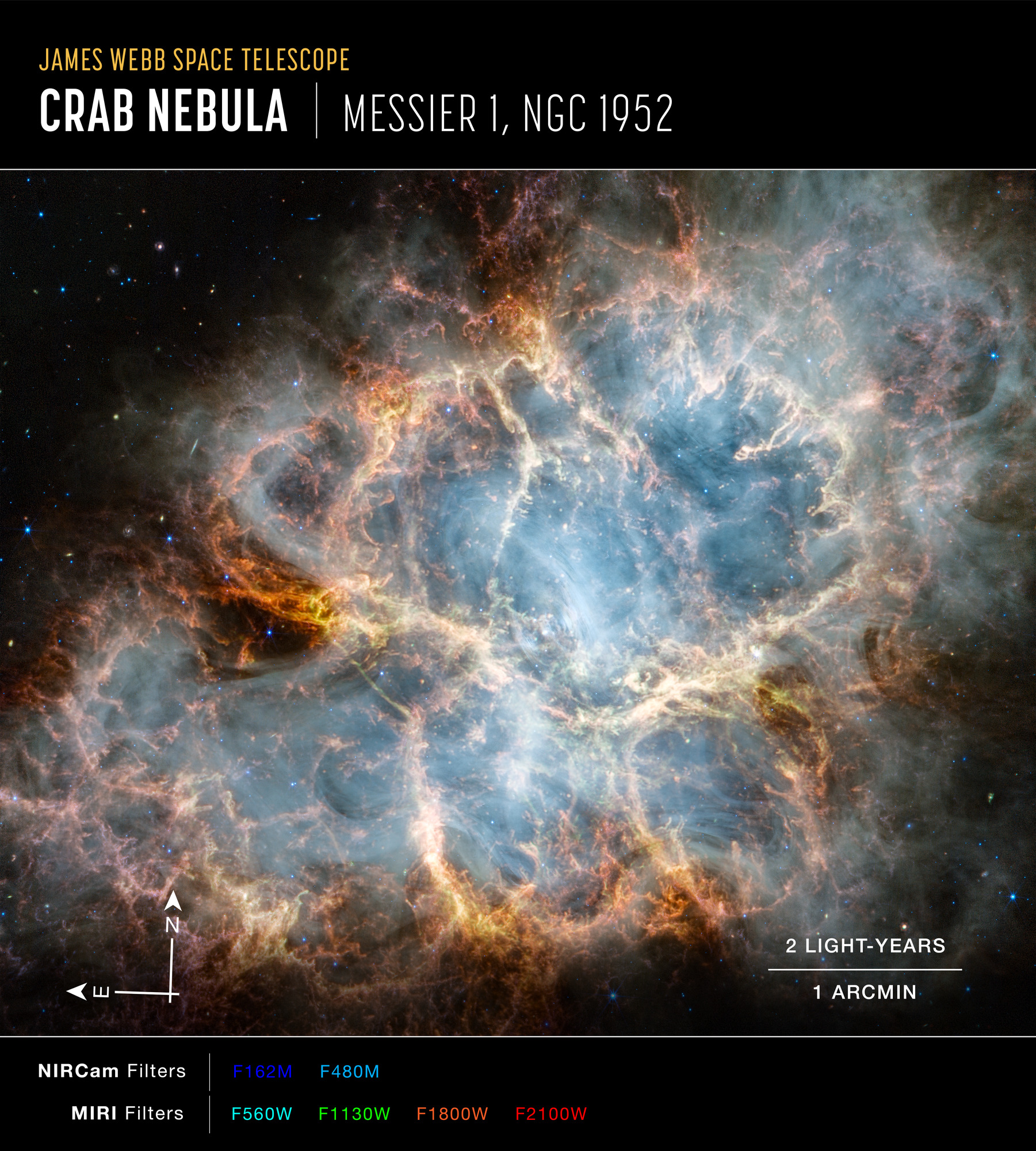 Crab Nebula (NIRCam and MIRI Image) - NASA Science